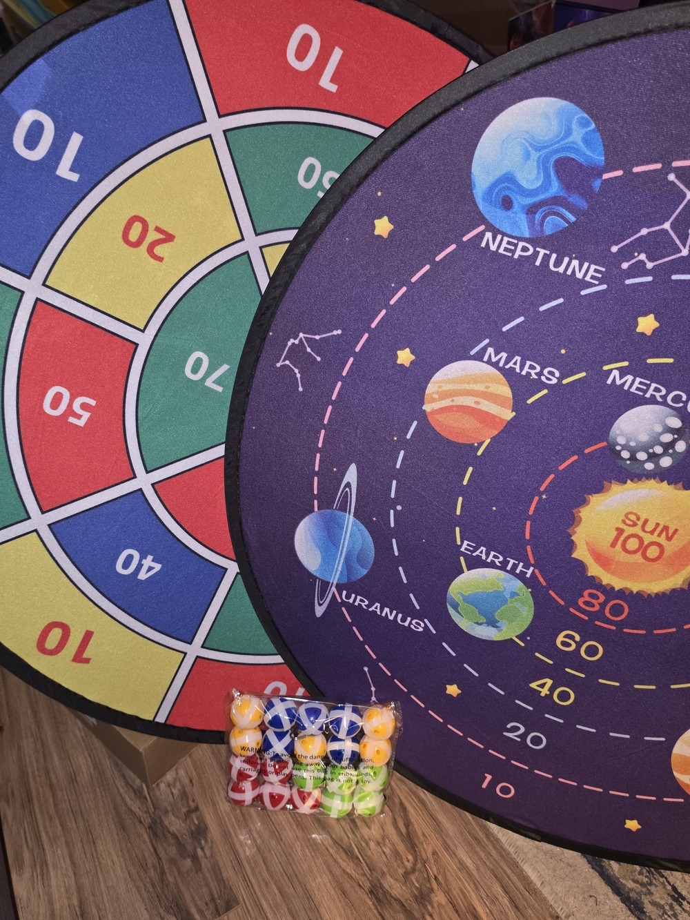 Kids Dartboard Set - Space & Target Design, Multicolor
